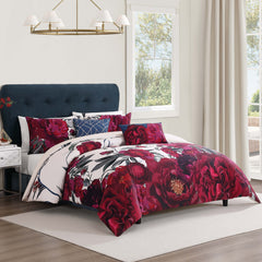 Bebejan Burgundy Branches 5 Piece Reversible Comforter Set