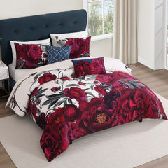 Bebejan Burgundy Branches 5 Piece Reversible Comforter Set
