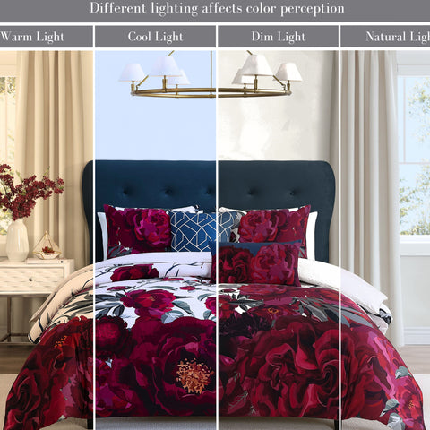 Bebejan Burgundy Branches 5 Piece Reversible Comforter Set