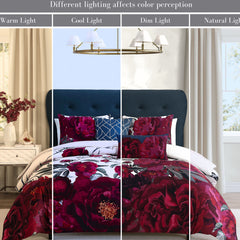 Bebejan Burgundy Branches 5 Piece Reversible Comforter Set