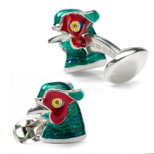 Sterling Silver Pheasant Head Cufflinks