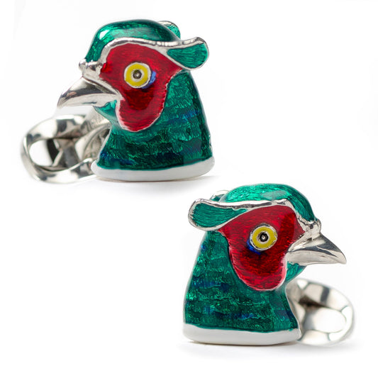 Sterling Silver Pheasant Head Cufflinks