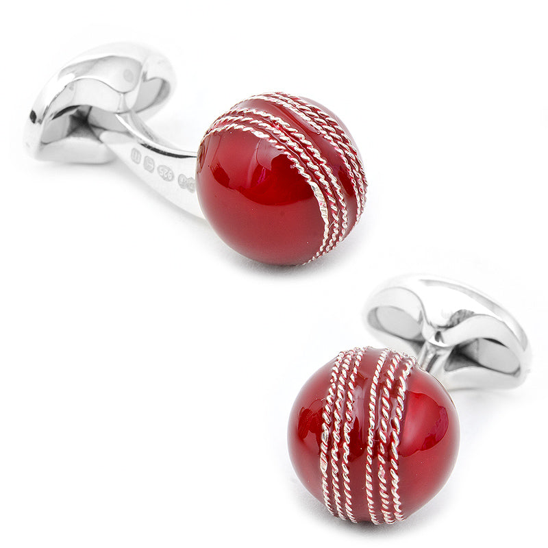  Cufflinks Sterling Red Cricket Ball Cufflinks - Default Title - Bonton