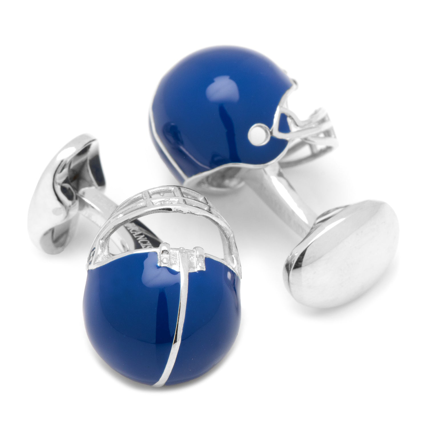  Cufflinks Sterling Silver Blue Football Helmet Cufflinks - Default Title - Bonton