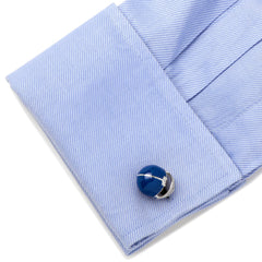 Sterling Silver Blue Football Helmet Cufflinks