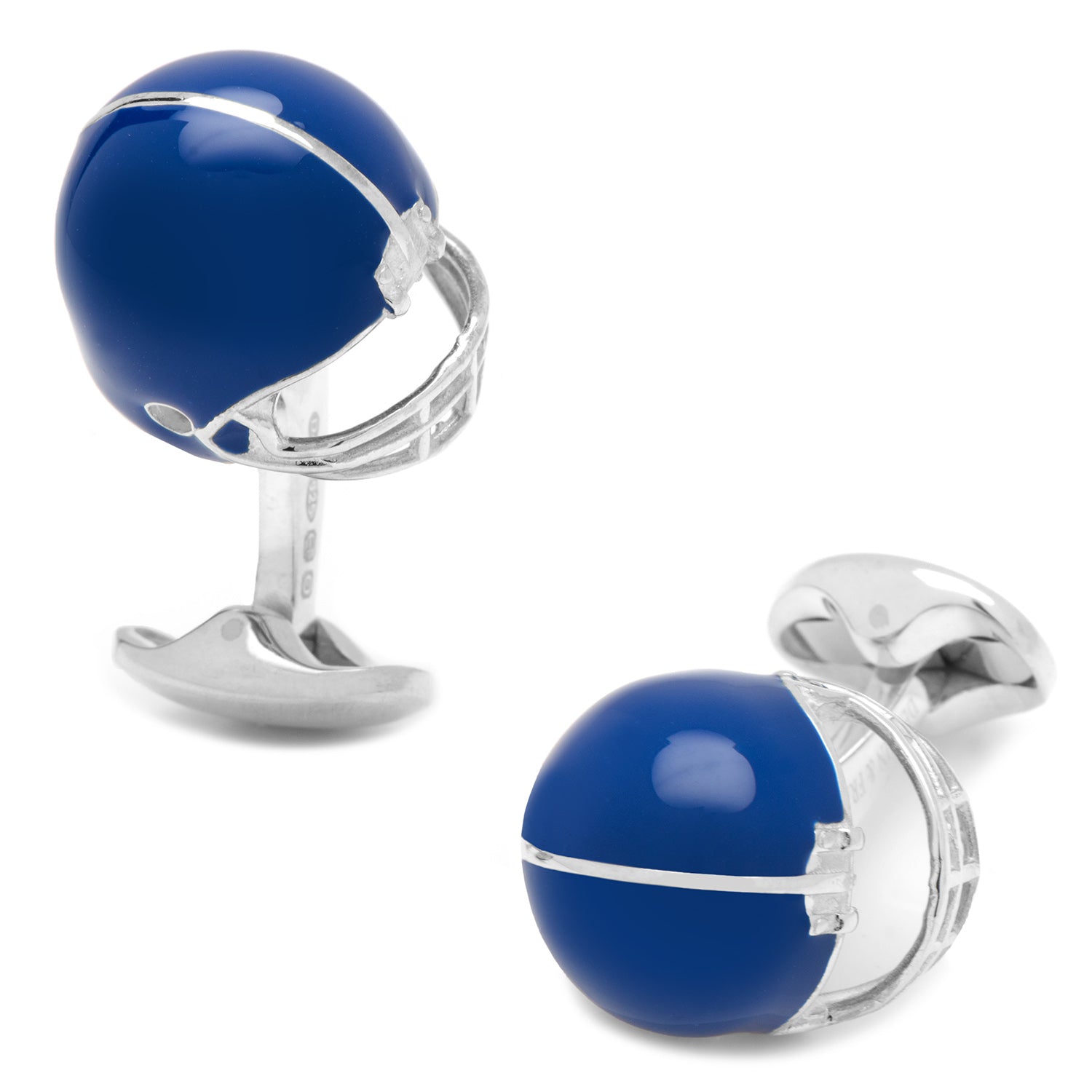  Cufflinks Sterling Silver Blue Football Helmet Cufflinks - Default Title - Bonton