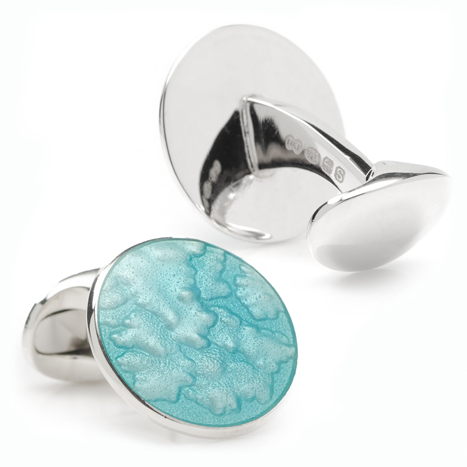  Cufflinks Sterling Silver Summer Haze Enamel Cufflinks in Turquoise - Default Title - Bonton