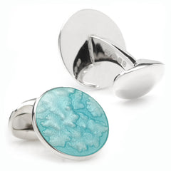 Sterling Silver Summer Haze Enamel Cufflinks in Turquoise