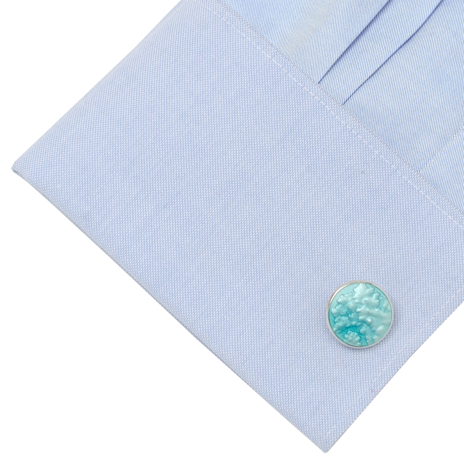  Cufflinks Sterling Silver Summer Haze Enamel Cufflinks in Turquoise - Default Title - Bonton