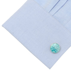 Sterling Silver Summer Haze Enamel Cufflinks in Turquoise