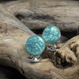  Cufflinks Sterling Silver Summer Haze Enamel Cufflinks in Turquoise - Default Title - Bonton