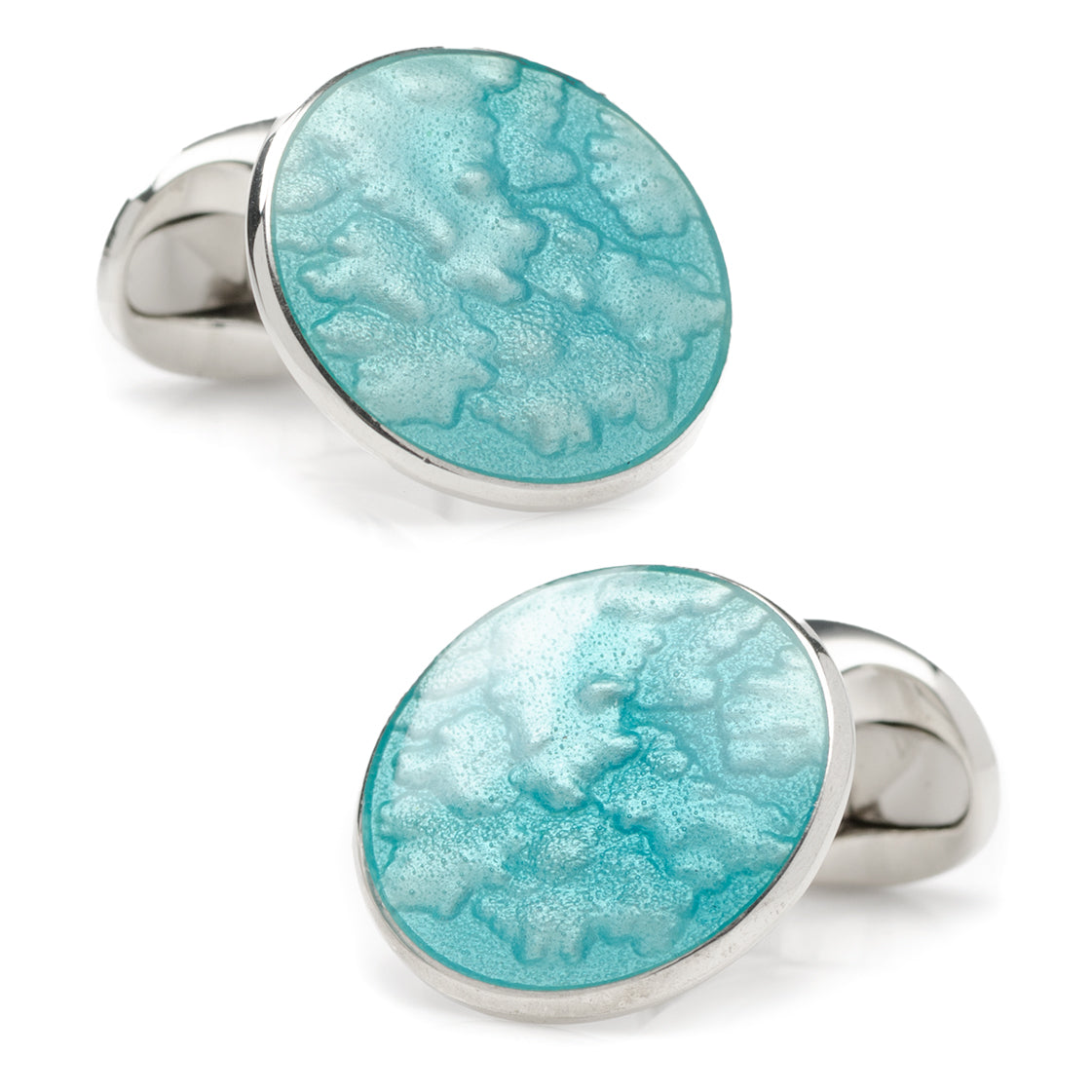  Cufflinks Sterling Silver Summer Haze Enamel Cufflinks in Turquoise - Default Title - Bonton