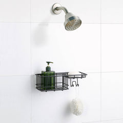 Classic Wall Mounted Shower Caddy Organizer Basket Shelf With Removable Adhesive Hook