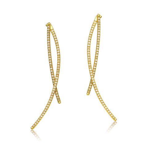 14K Gold Plated Cubic Zirconia Drop Earrings