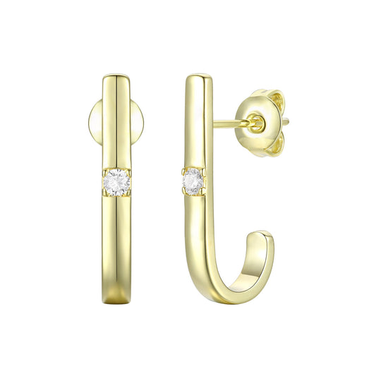 14K Gold Plated Cubic Zirconia Open Hoop Earrings