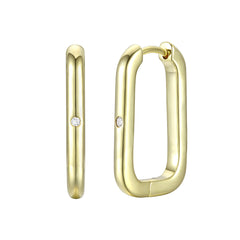 14K Gold Plated Cubic Zirconia "U" Hoop Earrings