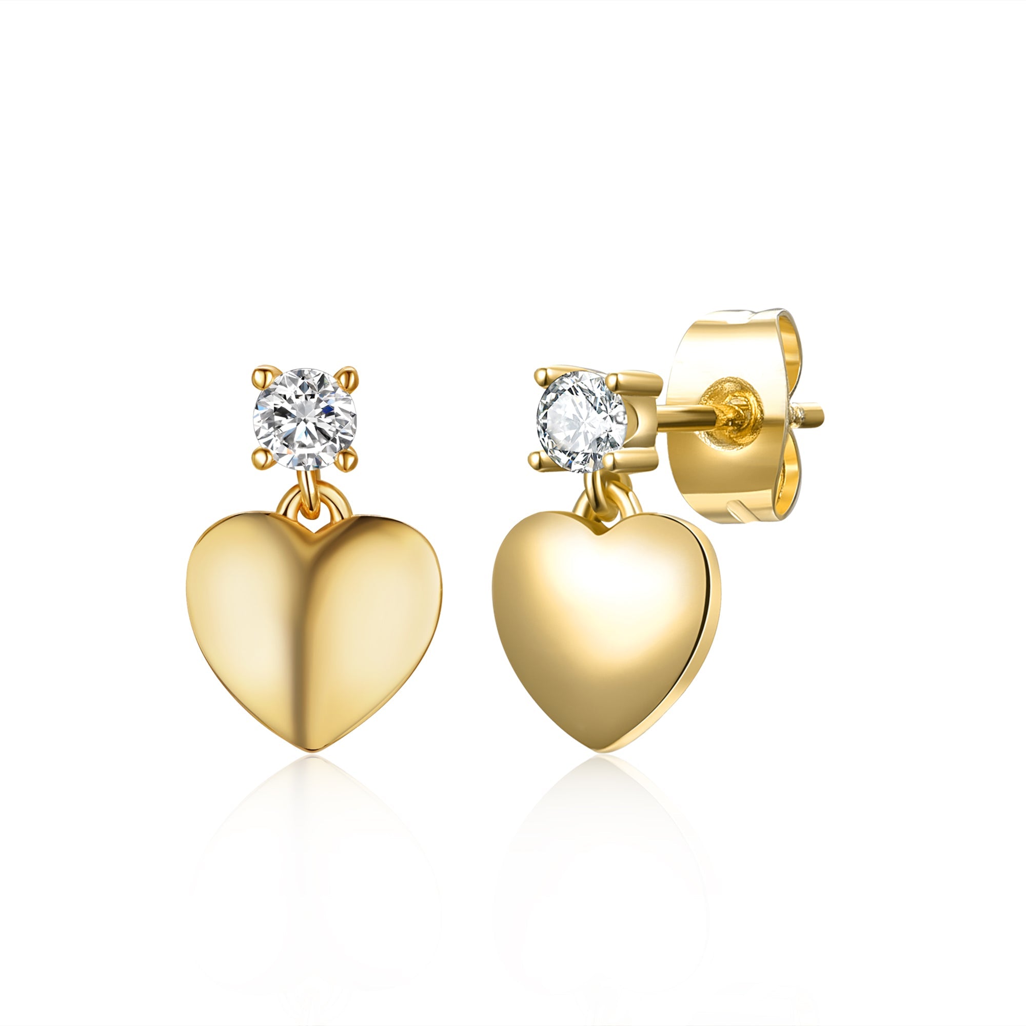  GigiGirl Kids 14k Gold Plated With Colored Cubic Zirconia Heart Dangle Earrings - Clear - Bonton