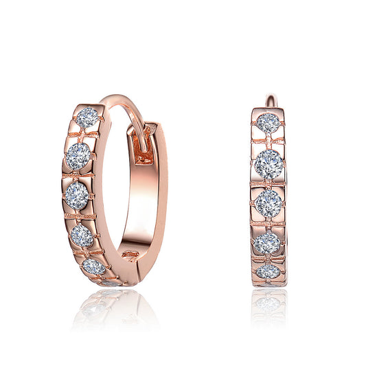 Elegant Cubic Zirconia 18k Rose Gold Plated Extra Mini Huggie Hoop Earrings