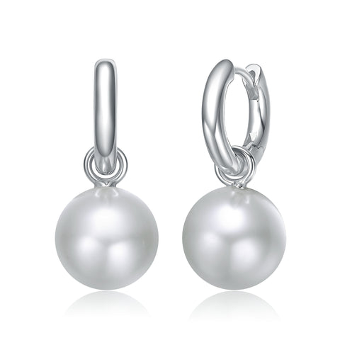 Colored Round Pearl Huggie Earrings