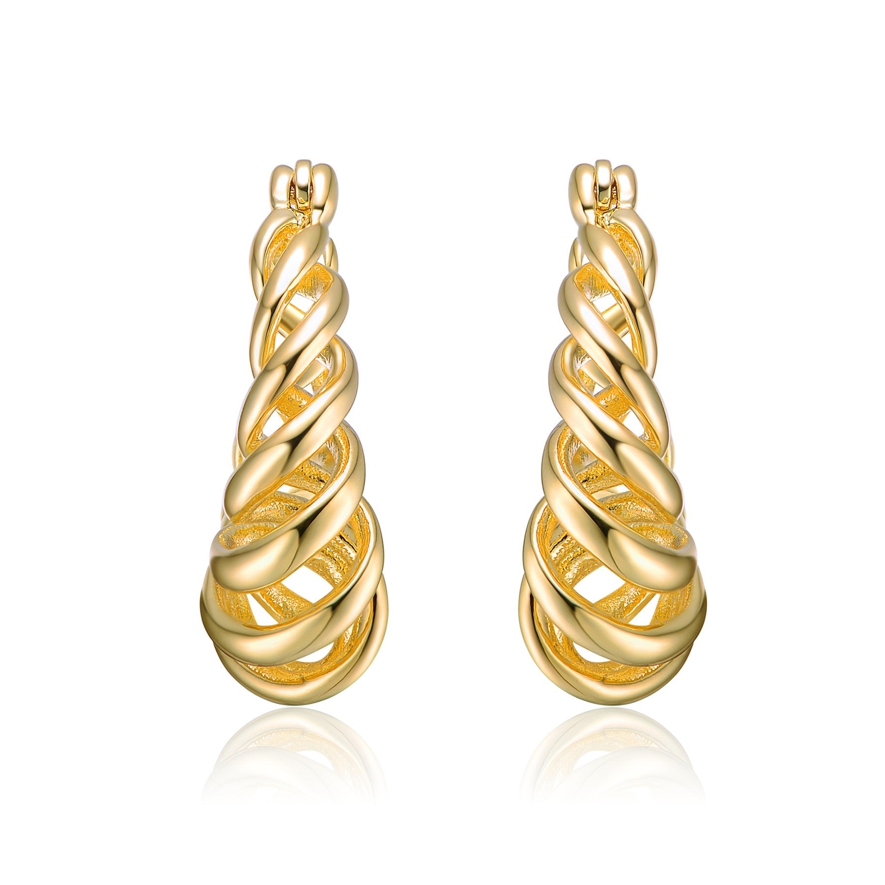  Rachel Glauber 14k Yellow Gold Plated Twisted Halo Hoop Earrings - Default Title - Bonton