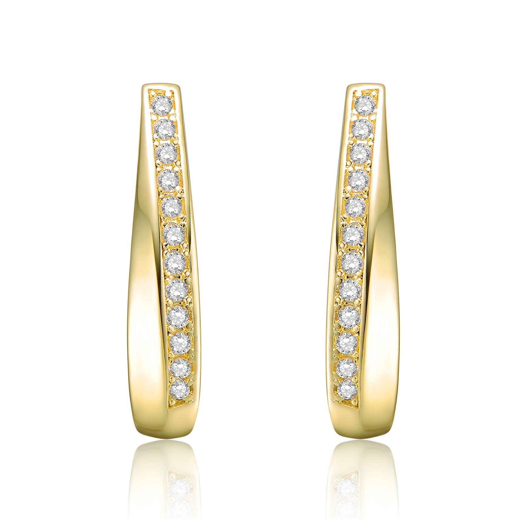  Rachel Glauber 14k Yellow Gold Plated Hoop Earrings With Clear Cubic Zirconia - Default Title - Bonton