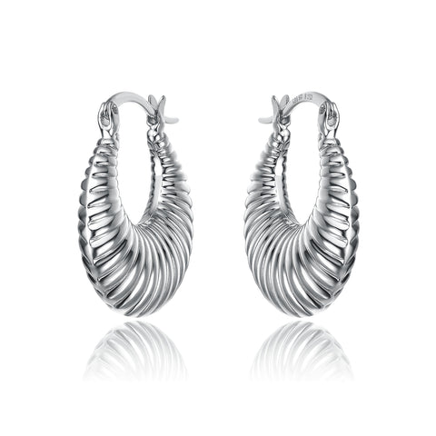White Gold Plated Seashell Hoop Earrings