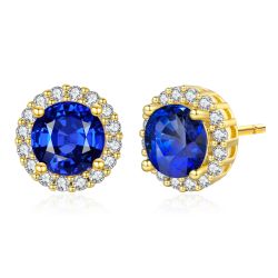  Genevive Elegant Round Stud Earrings With Colored Cubic Zirconia - RP - Bonton