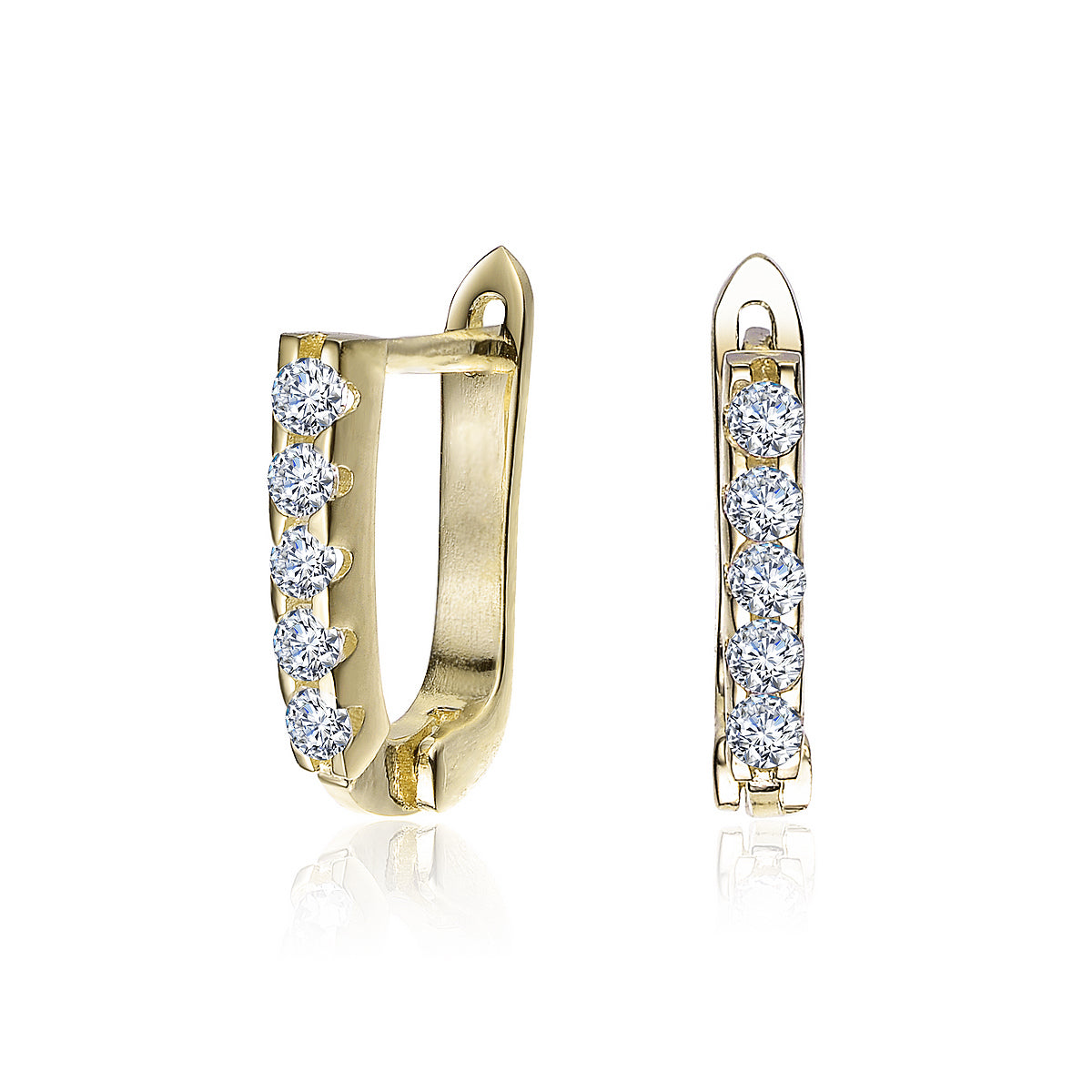  Rachel Glauber Beautiful 13mm U Shaped Cubic Zirconia Hoop Earrings. Crafted in Platinum Plating or 18K Rose Gold Plating - 18k Rose - Bonton