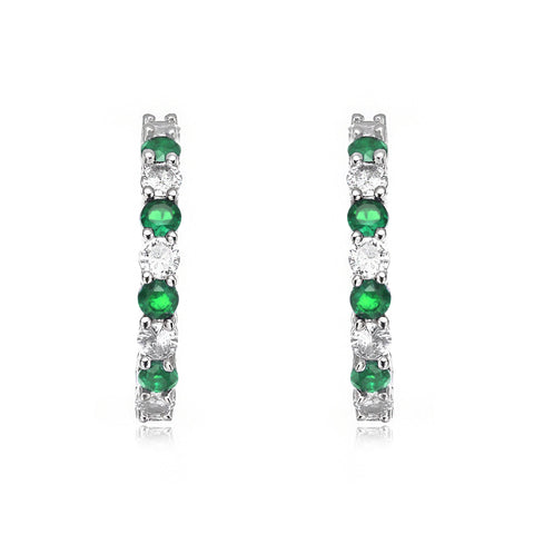 Colored Cubic Zirconia Inside Out Hoop Earrings