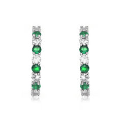 Colored Cubic Zirconia Inside Out Hoop Earrings