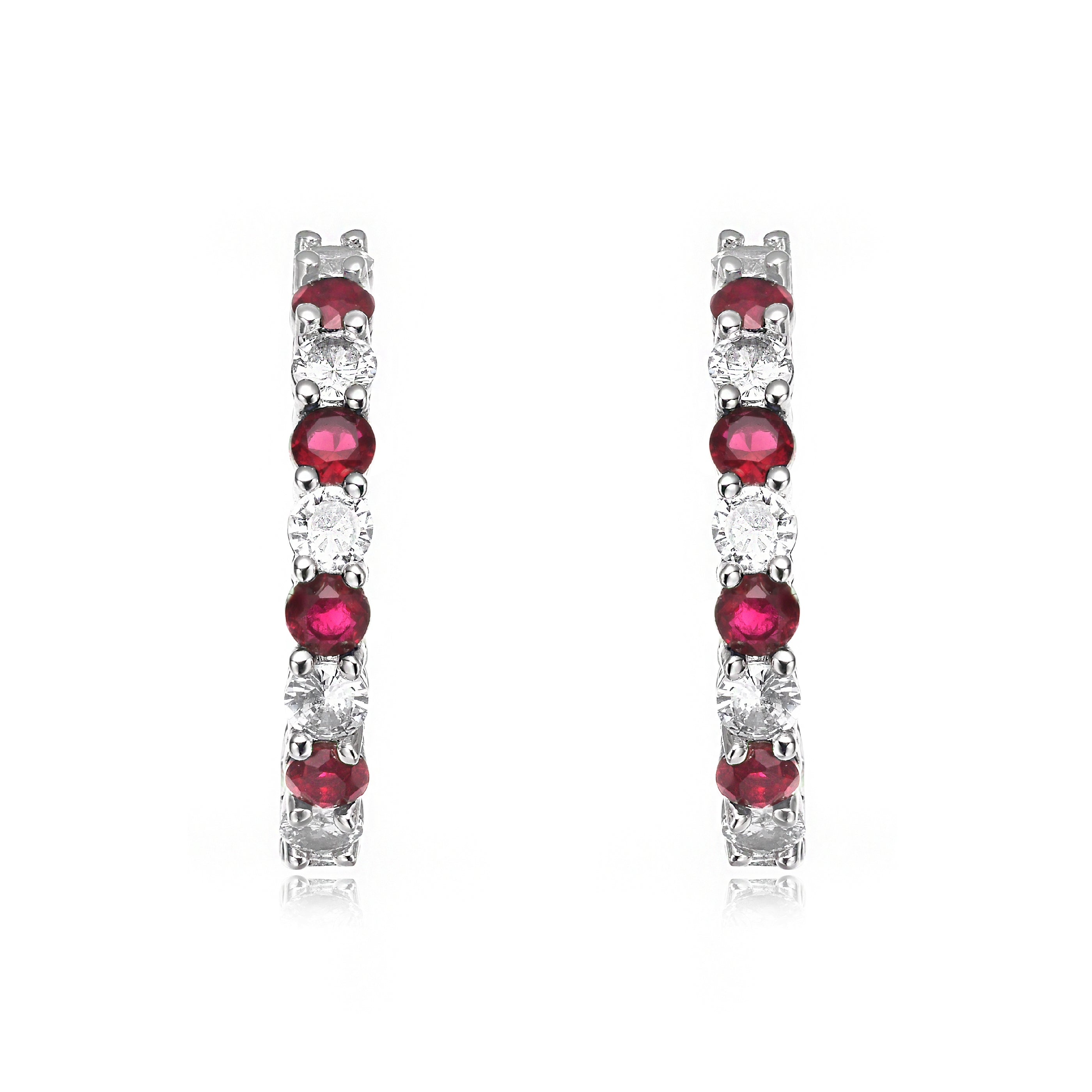  Rachel Glauber Colored Cubic Zirconia Inside Out Hoop Earrings - Silver - Bonton
