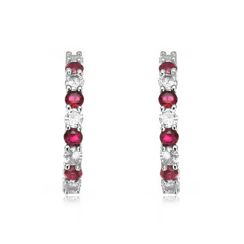 Colored Cubic Zirconia Inside Out Hoop Earrings