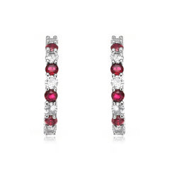 Colored Cubic Zirconia Inside Out Hoop Earrings