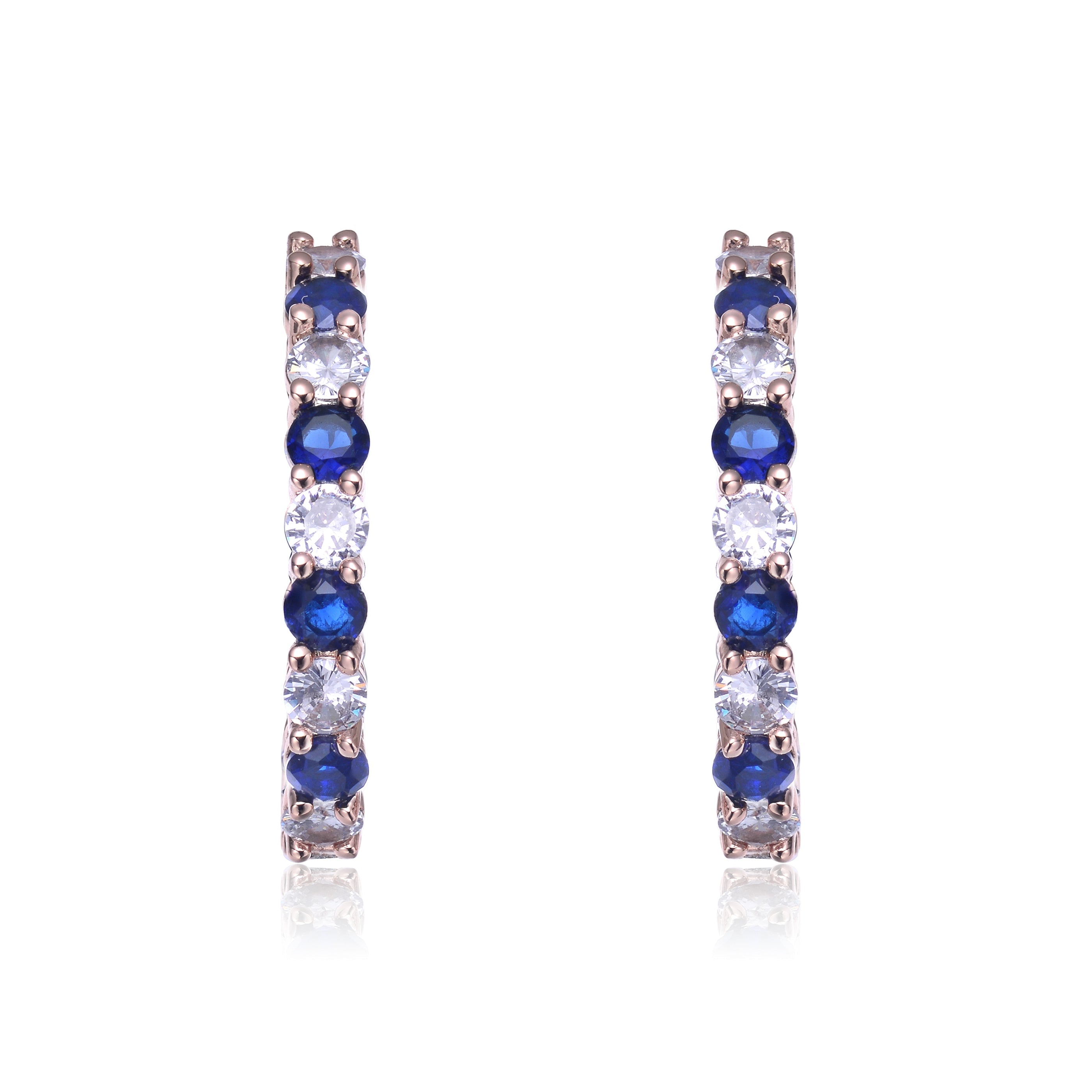  Rachel Glauber Colored Cubic Zirconia Inside Out Hoop Earrings - Silver - Bonton