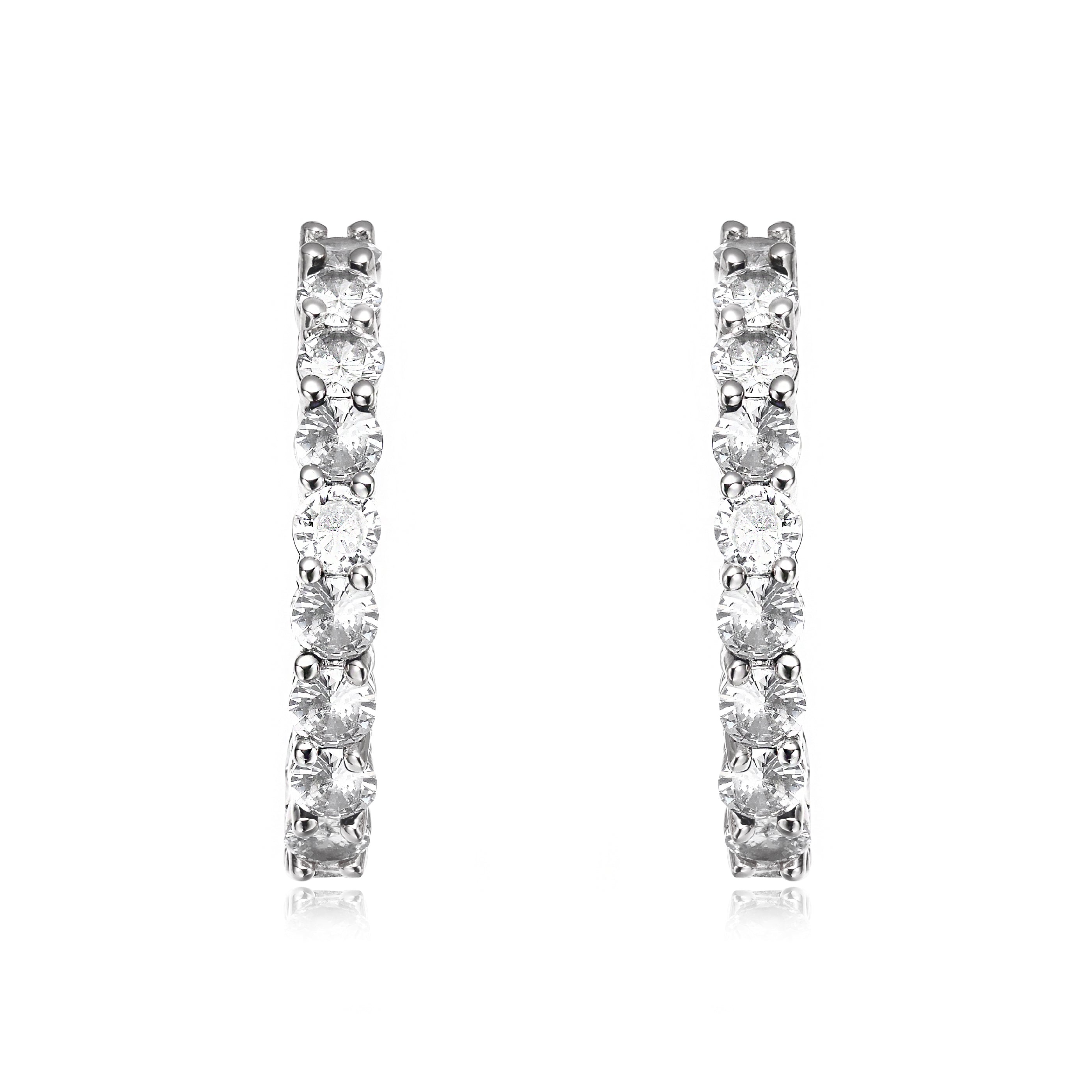  Rachel Glauber Colored Cubic Zirconia Inside Out Hoop Earrings - Silver - Bonton