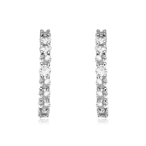Colored Cubic Zirconia Inside Out Hoop Earrings