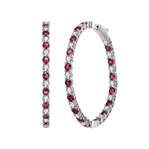 Sterling Silver Multi Plating Cubic Zirconia Inside-Out Round Hoop Earrings