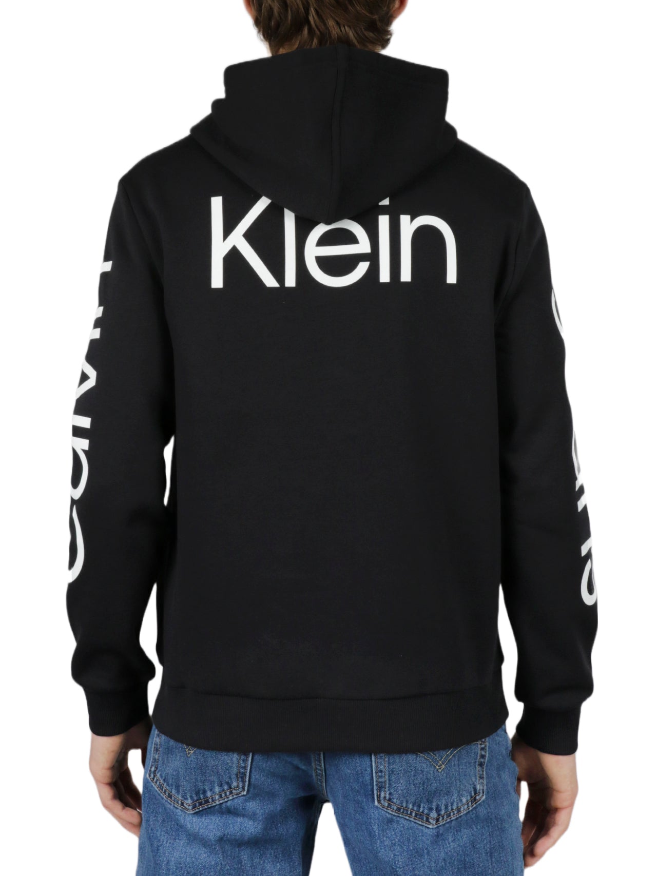  Calvin Klein Long Sleeves Traveling Logo Full Zip Hoodie - Black Beauty - Bonton