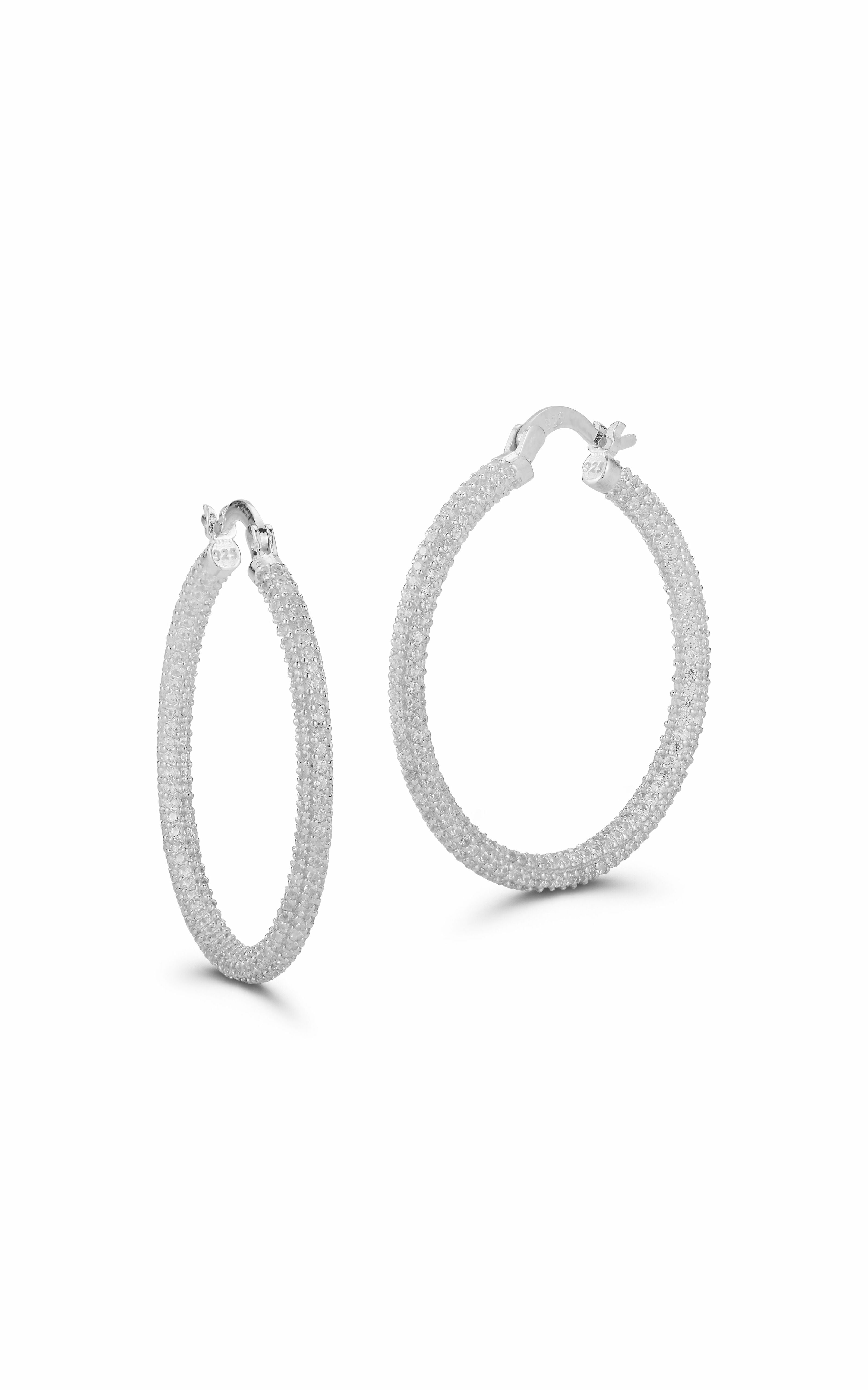  Relativity Medium CZ Hoop Earrings - Silver - Bonton