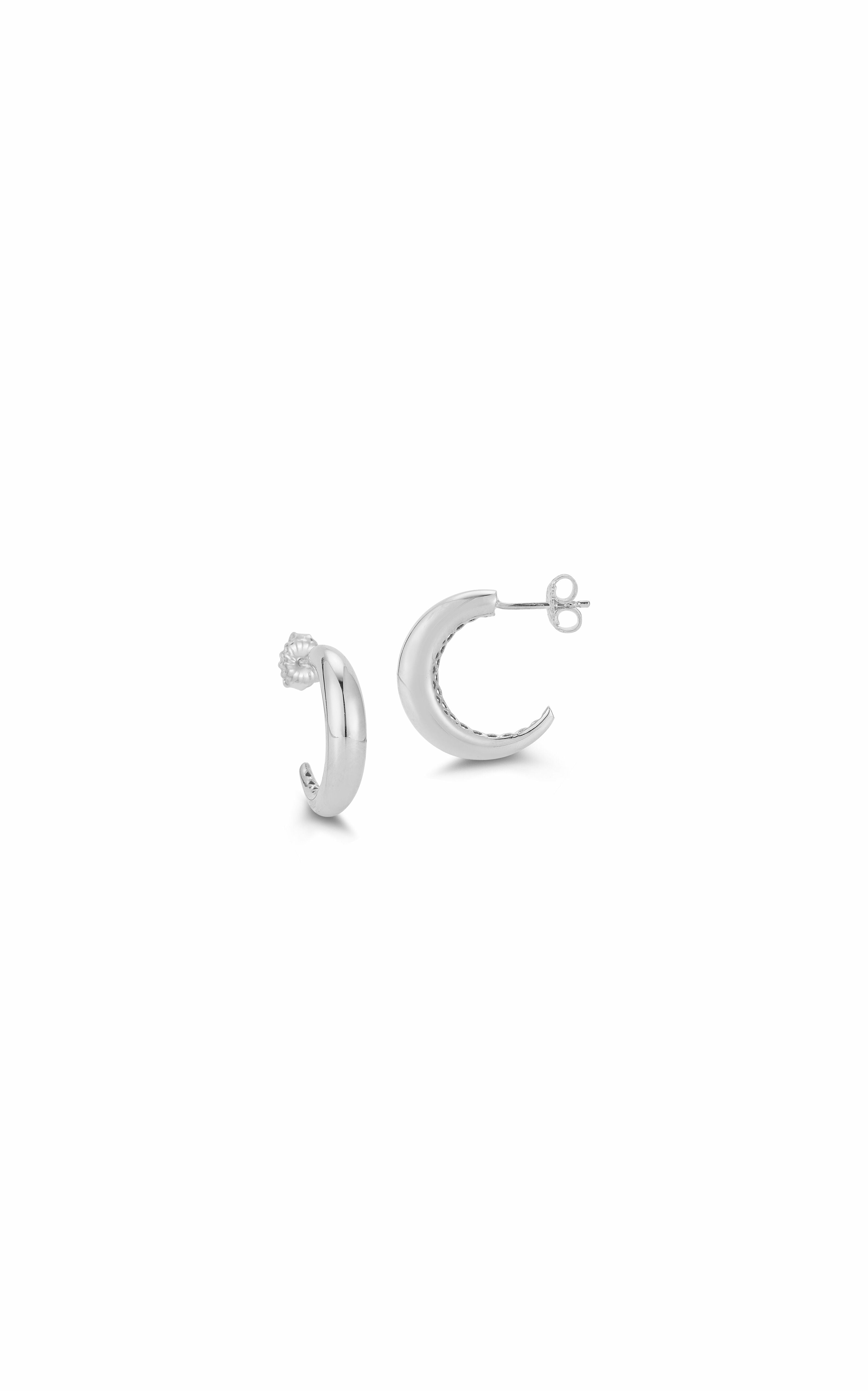  Relativity Crescent Hoop Earrings - Silver - Bonton