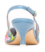 CANCUN Floral Print Heel Pump Ladies Sandals SKY BLUE