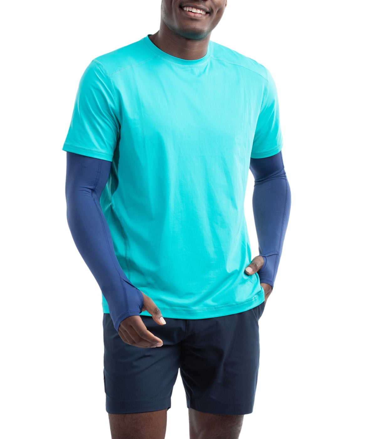  BloqUV BloqUV Men's UPF 50+ Sun Protection Short Sleeve Crew Neck Top - Caribbean Blue - Bonton