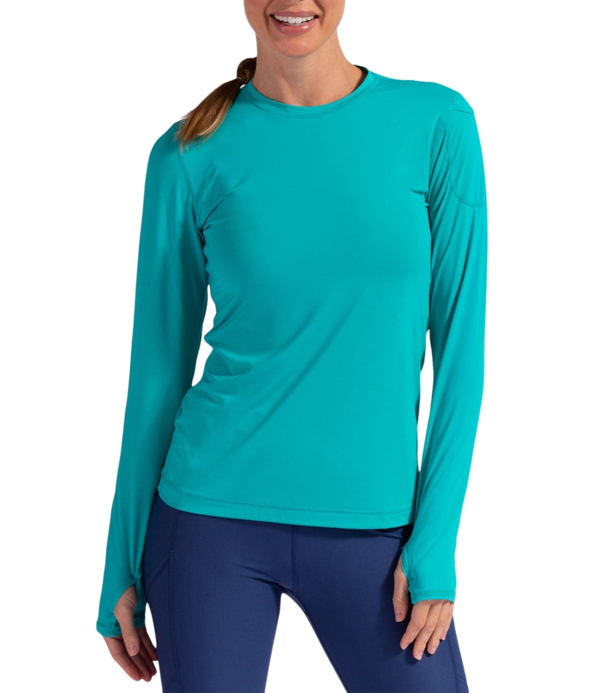  BloqUV BloqUV Women's UPF 50+ Sun Protection Long Sleeve Sun Shirt 24/7 Top - Caribbean Blue - Bonton