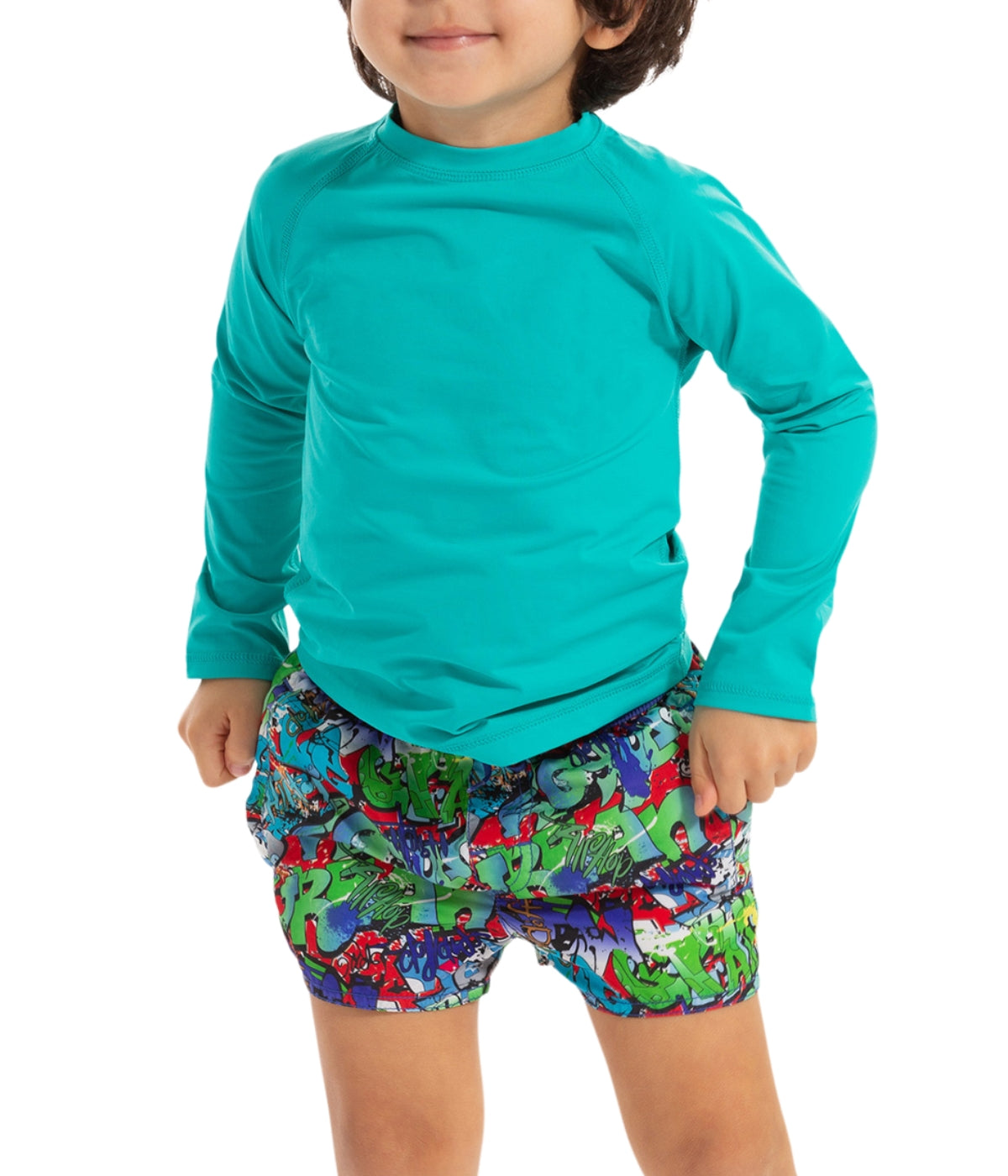  BloqUV BloqUV Toddlers' UPF 50+ Sun Protection Long Sleeve Crew Neck Top - Caribbean Blue - Bonton