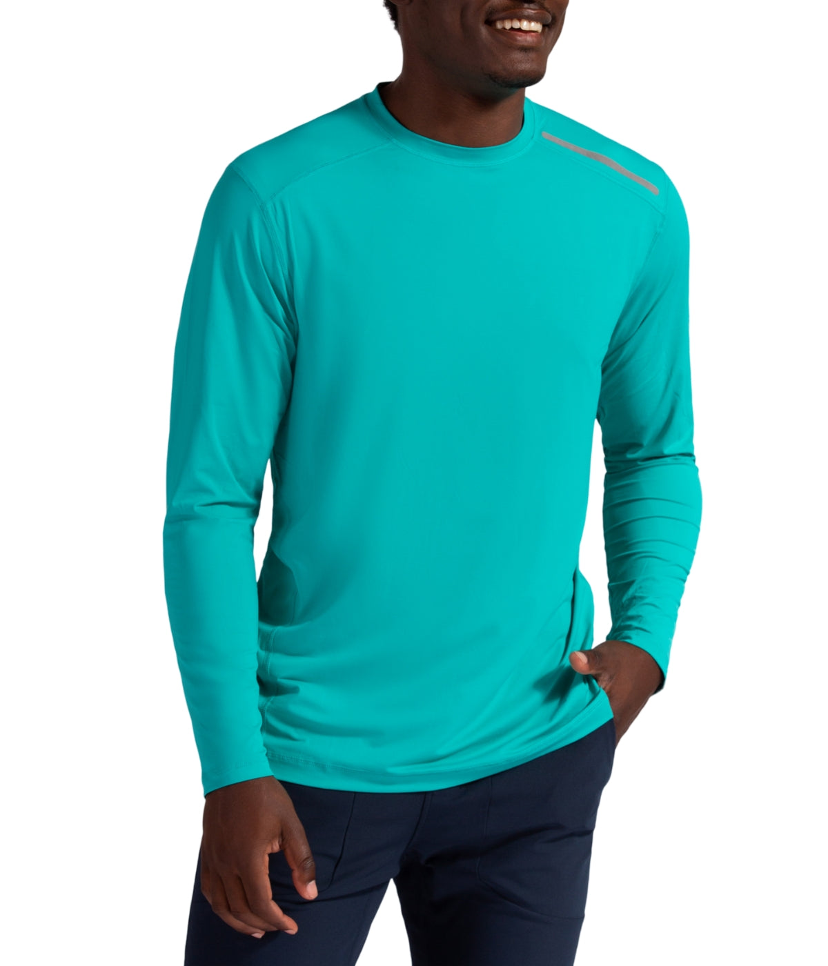  BloqUV BloqUV Men's UPF 50+ Sun Protection Long Sleeve Jet Tee Top - Caribbean Blue - Bonton