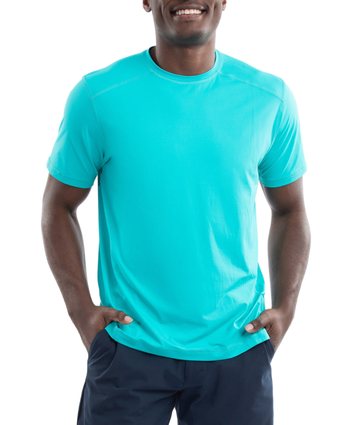  BloqUV BloqUV Men's UPF 50+ Sun Protection Short Sleeve Crew Neck Top - Caribbean Blue - Bonton