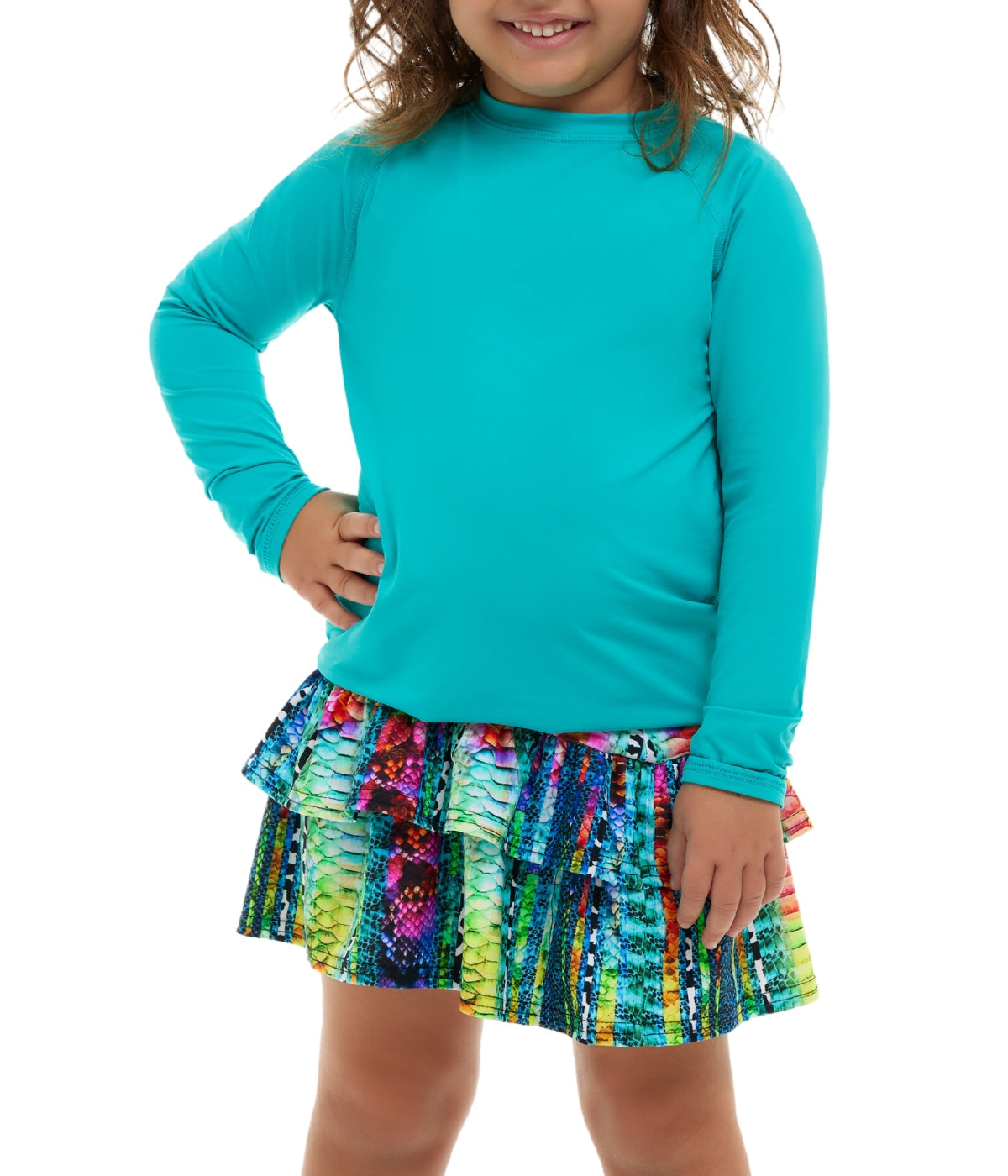  BloqUV BloqUV Kids' UPF 50+ Sun Protection Long Sleeve Crew Neck Top - Caribbean Blue - Bonton