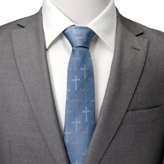 Blue Textured Cross Men's Tie