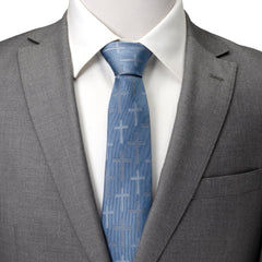 Blue Textured Cross Men's Tie