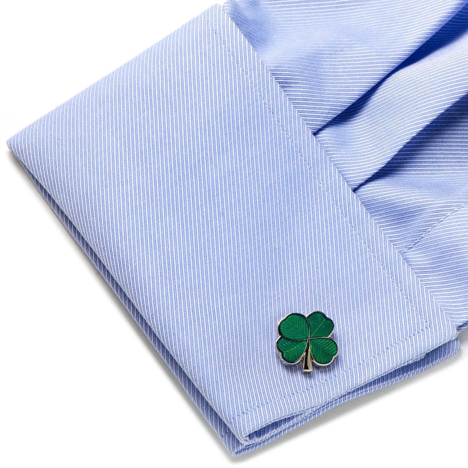  Cufflinks Green Clover Cufflinks and Tie Bar Gift Set - Default Title - Bonton